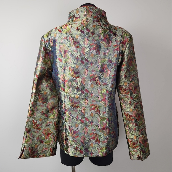 SILVER DRAGON Asian silk brocade jacket - Picture 2 of 14